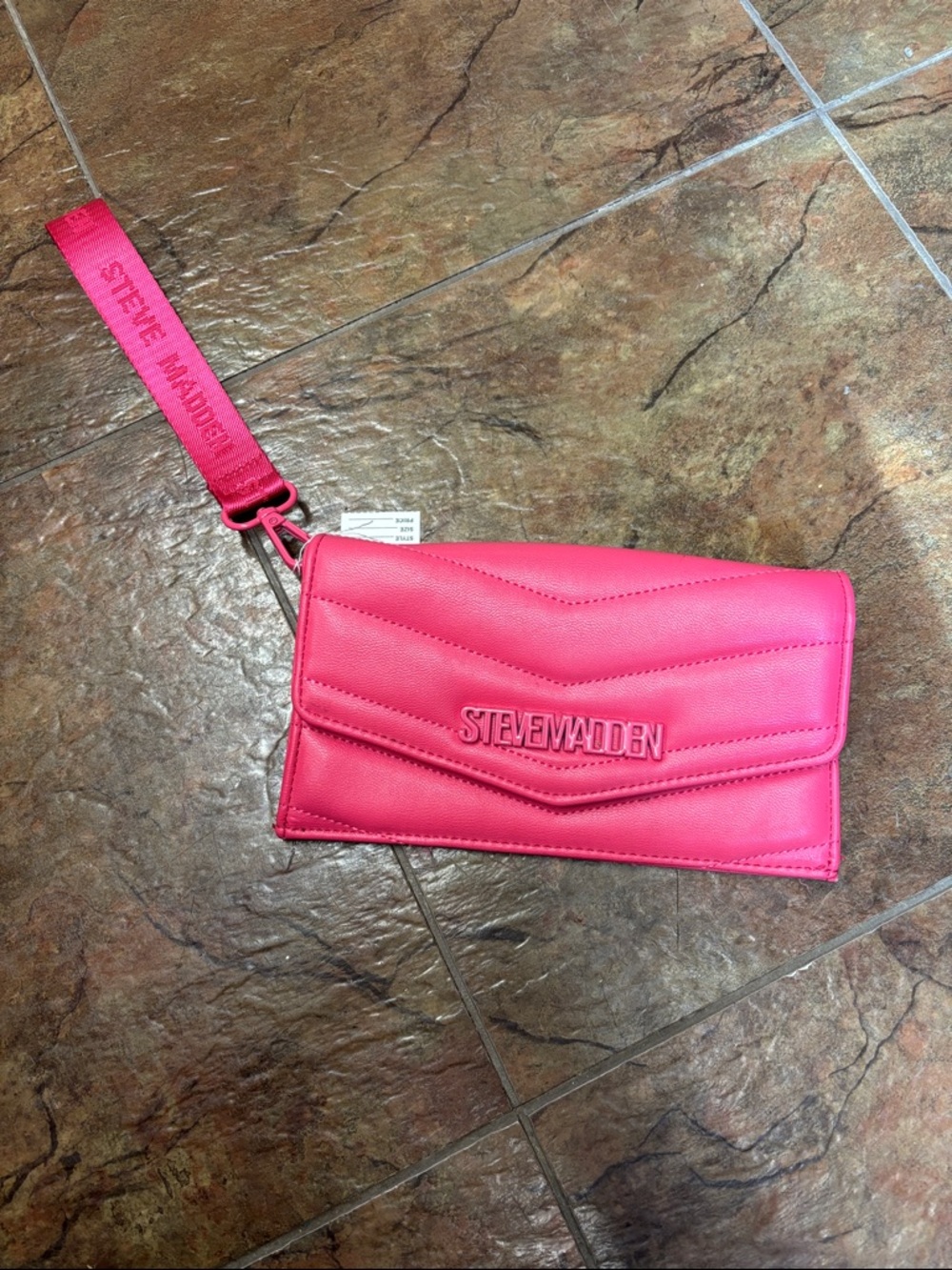 Steve Madden Hot Pink Quilted Wristlet